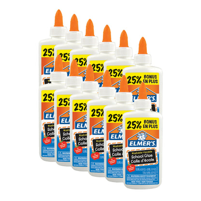 Elmer's Liquid School Glue, White, Washable, 150 ml, 12 Count - Great for Making Slime