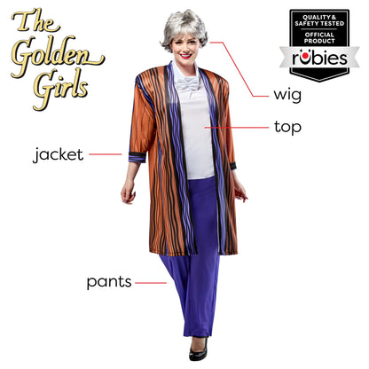 Ensemble de costume Dorothy de Golden Girls pour femmes par Rubies avec perruque, taille M, look d'émission télévisée parfait pour Halloween, les fêtes et plus encore