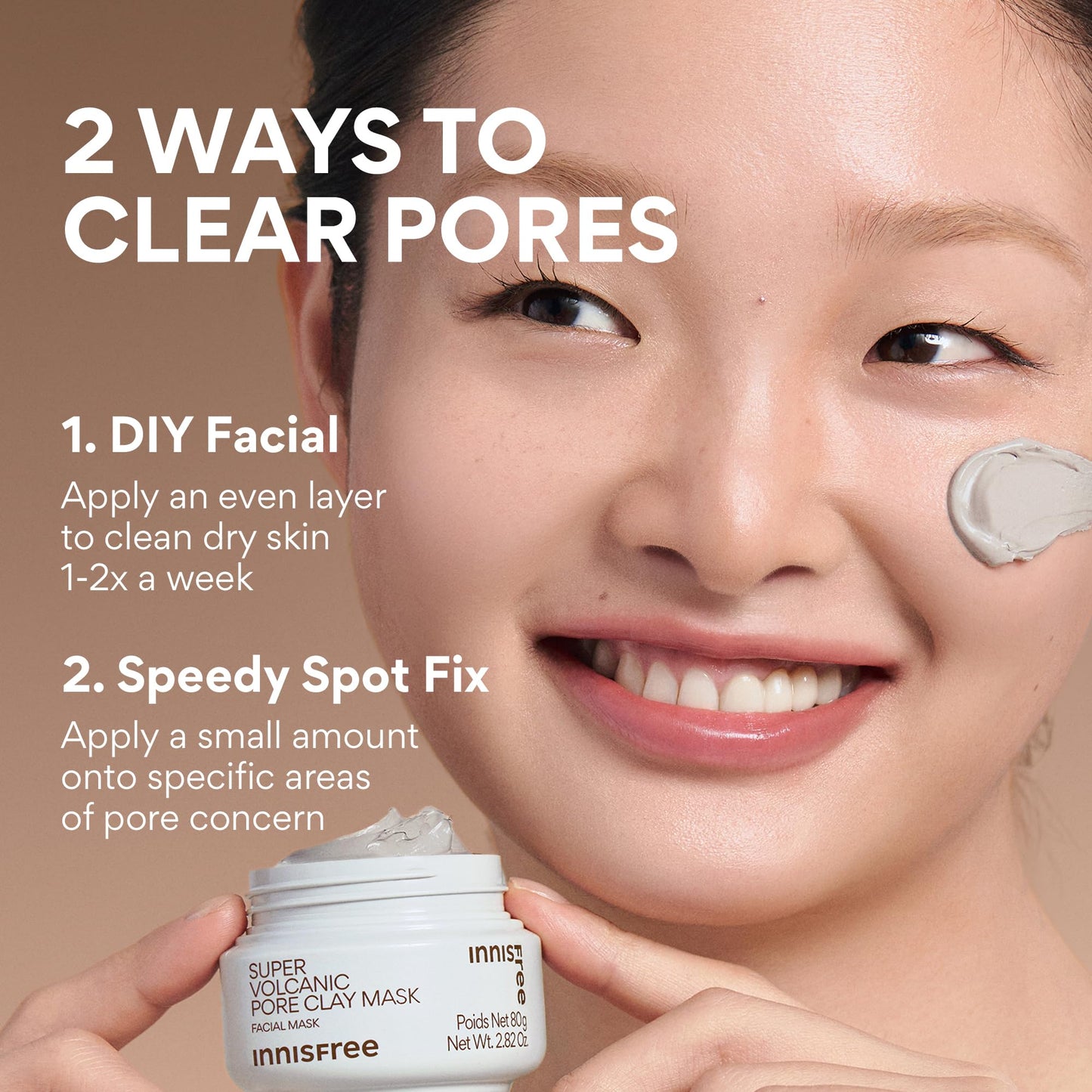 Innisfree Super Volcanic Clay Mask, Premium Korean Skincare with AHA and Natural Clusters for Deep Pore Detox, Gentle Exfoliation, Oil Control innisfree