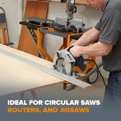 Bora 50" NGX Clamp Edge Saw Guide for Straight Cuts, Circular Saw Guide Rail, Jigsaw, Router Cutting Guide with Adjustable Clamp End - T Track Aluminum Extendable Straight Edge Track Saw Kit - 544050