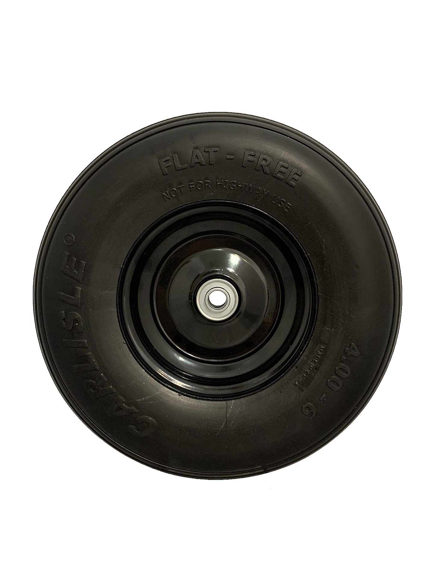 Easy Fit 4.00-6 Flat-Free Wheel Assembly for Residential Wheelbarrow Black Marathon