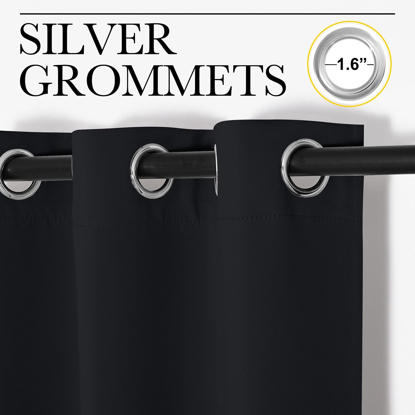 NICETOWN Blackout Curtains 2 Panels for Bedroom- Halloween Thermal Insulated Grommet Blackout Curtains 63 Inches Long for Living Room/Kitchen Rideaux occultants (2 Panels,W42 x L63 -Inch,Black)