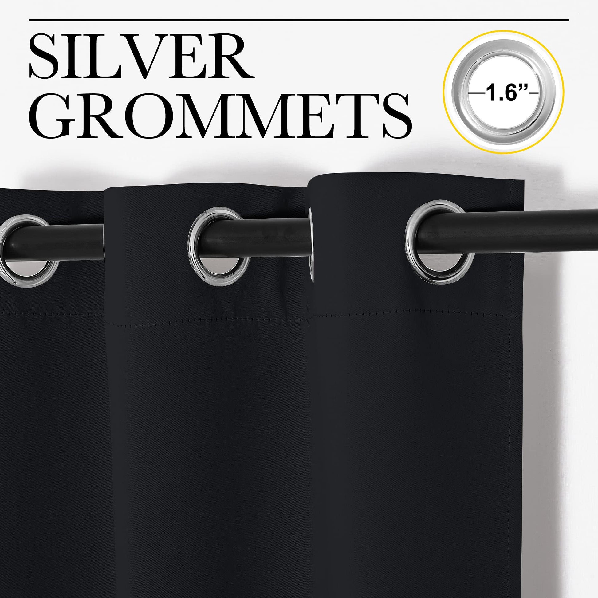 NICETOWN Blackout Curtains 2 Panels for Bedroom- Halloween Thermal Insulated Grommet Blackout Curtains 63 Inches Long for Living Room/Kitchen Rideaux occultants (2 Panels,W42 x L63 -Inch,Black)