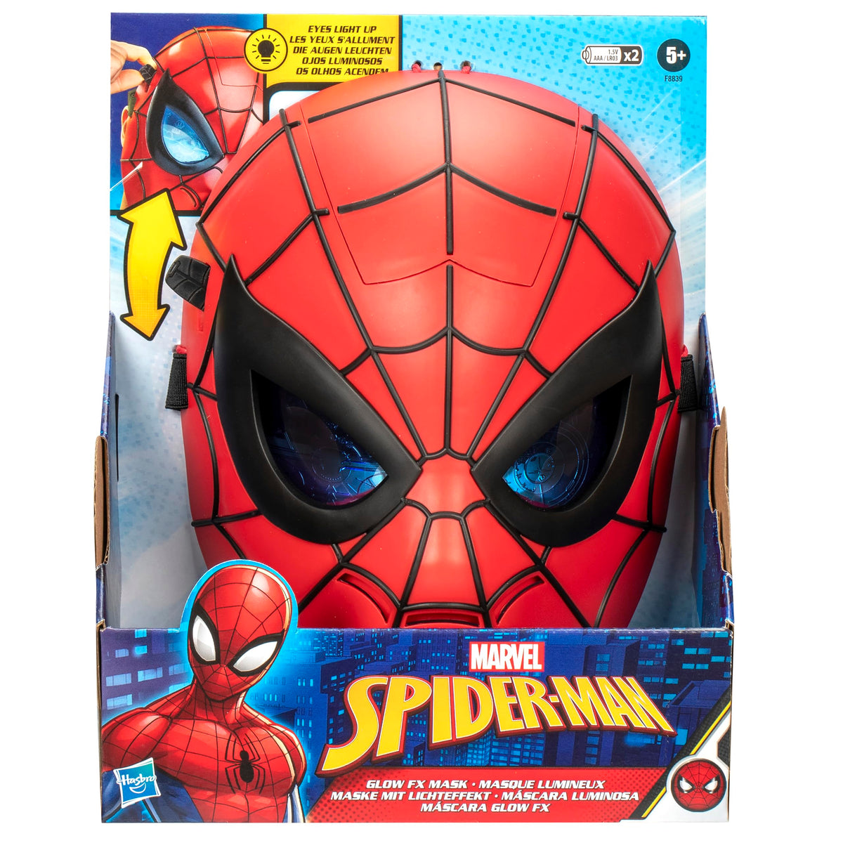 Marvel Spider-Man Glow FX Mask, Light-Up Role Play Toy, Super Hero Toys for Kids Ages 5+