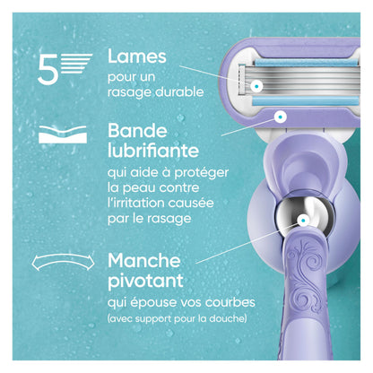 Gillette Venus Vera Bradley Deluxe Smooth Women’s Razor Handle + 6 Cartridges, Blue and Pink