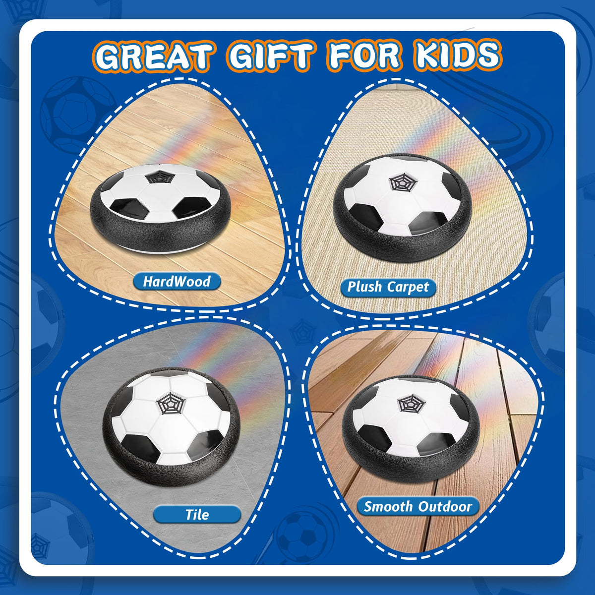 Hover Soccer Ball for Kids, 2 Pcs Hover Ball Toys Set with LED Lights, Indoor Outdoor Light-Up Soccer Ball Sport Games, Boy Gifts for 4, 5, 6, 7, 8, 9 Years Old, Christmas Birthday Gifts for Kids 🍁 All In One Marketplace Canada