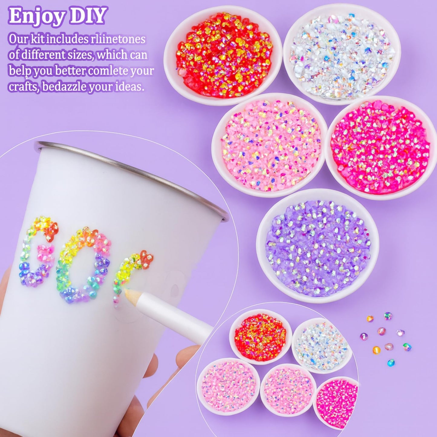 KCZ 30000pcs Resin Jelly Rhinestones – 3mm Mixed-Color Flatback Gems for Bedazzling, Diamond Art, Nail Art, Shoes, Crafts & DIY Projects - Available at All In One Marketplace Canada