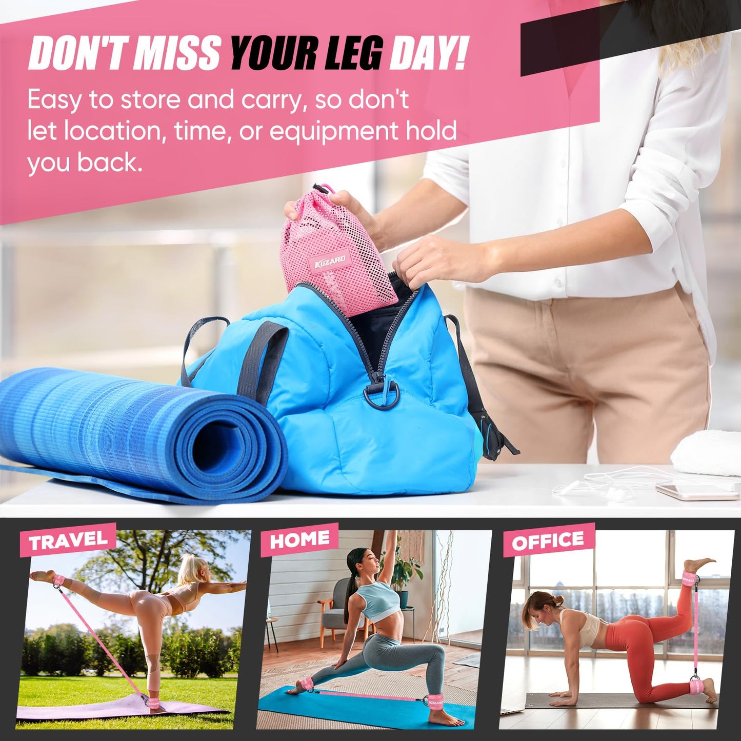 Resistance Bands with Ankle Straps, Ankle Weights Bands for Working Out, Exercise Band for Women Leg and Glute, Booty Workout Equipment for Kickbacks,Butt and Hip Training, Home Gym Fitness Equipment