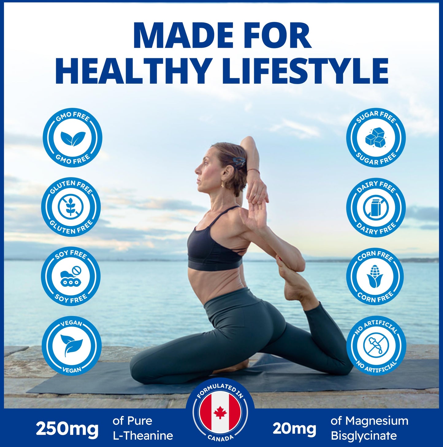 CanPrev L-Theanine with Magnesium, 90 Capsules 90-Day Supply - Promote Relaxation and Calmness - Without Drowsiness - Synergistic Blend for Well-being Management - Vegan, Non-GMO and Gluten-Free - Available at All In One Marketplace Canada