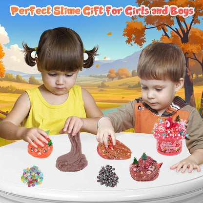LAWOHO 6 Packs Slime Kit -Cloud, Butter, Clear Slime, Slimes for Kids with Forest Charms & Add-ins, Non Stick Slime Making Kit for Kids Party Favors, 360ml Slimes Kits for Birthday Halloween Christmas 🍁 All In One Marketplace Canada