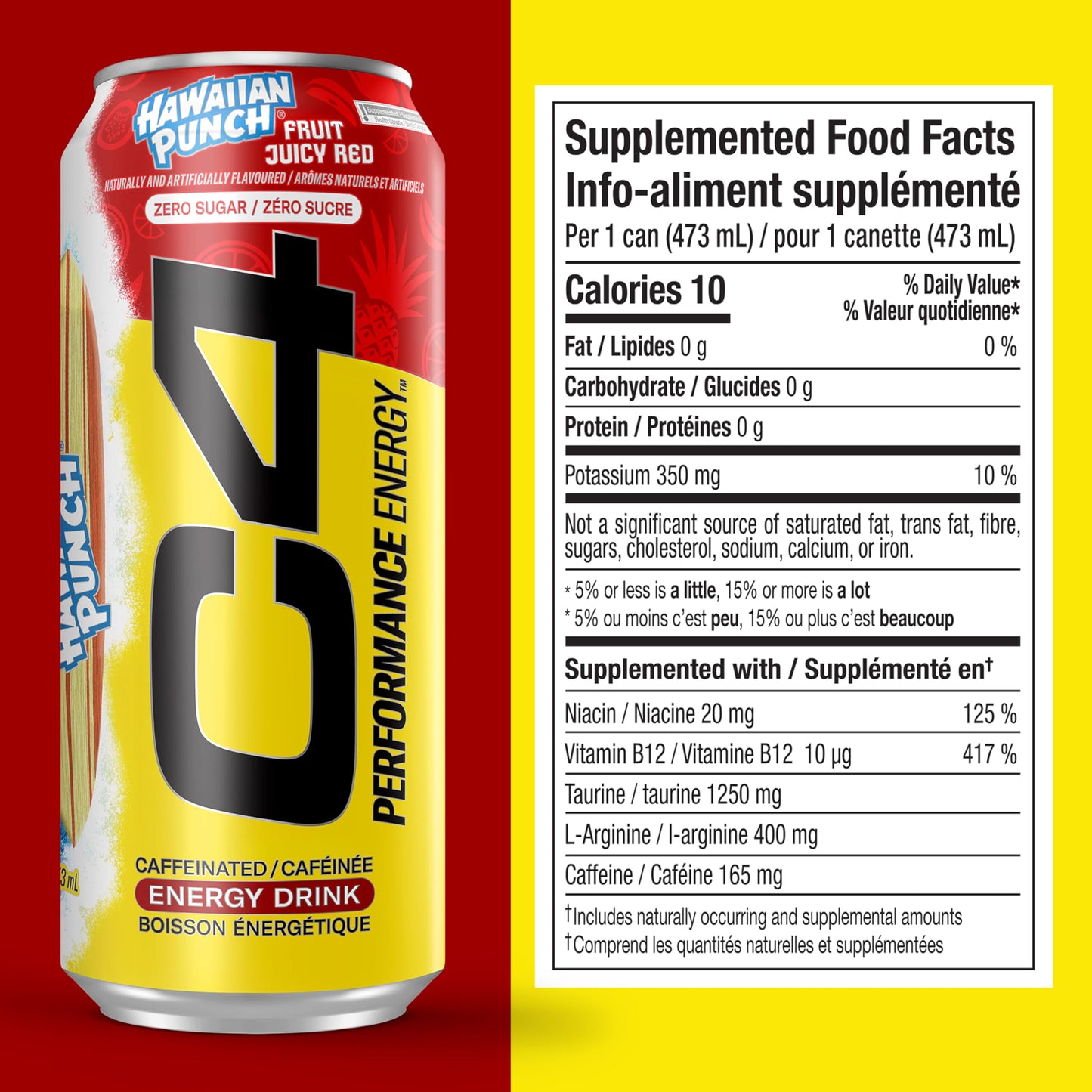 Cellucor C4 Performance Energy Drink, Hawaiian Punch Juicy Red, Carbonated Sugar Free Drink with no Artificial Colours or Dyes, 473mL, 12 count