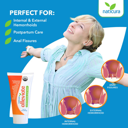 Naticura: Alleviate Natural Hemorrhoid Treatment Ointment - All-Natural Fast Cooling Cream for Burning, Itching, Pain, Fissures and Swelling - 1.7 oz. - with Peppermint, Coconut Oil and Shea Butter 🍁 All In One Marketplace Canada