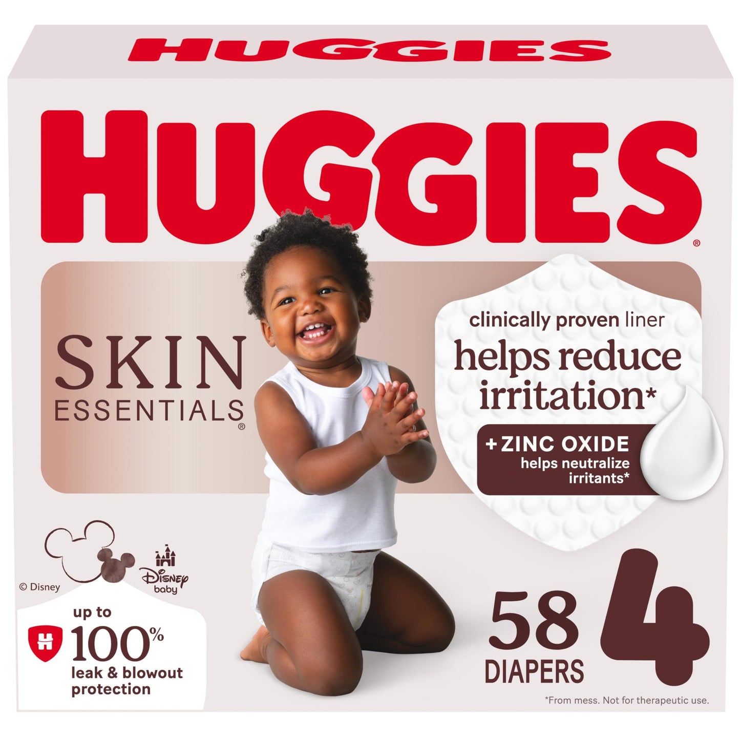 Huggies Size 4 Diapers, Skin Essentials Baby Diapers, Size 4 (22-37 lbs), 58 Count