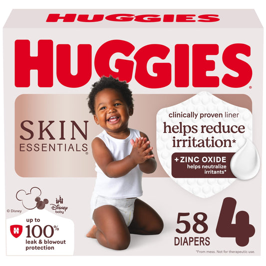 Huggies Size 4 Diapers, Skin Essentials Baby Diapers, Size 4 (22-37 lbs), 58 Count 🍁 All In One Marketplace Canada