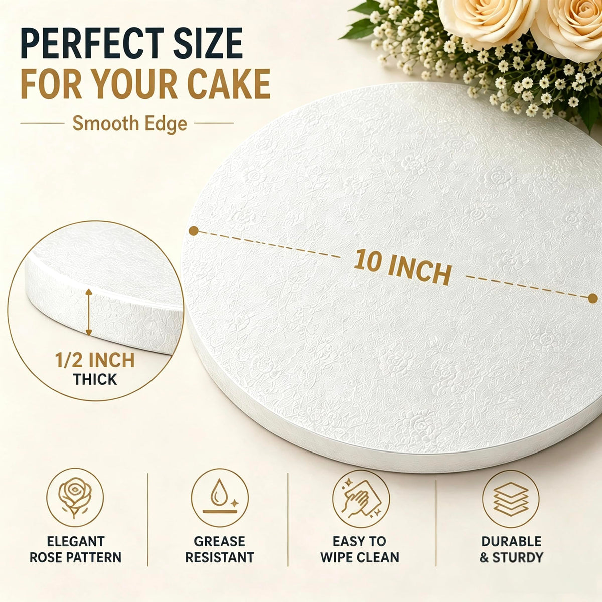 10 Inch Cake Drums, Cake Drum 10 Inch Round White(12-Pack) 1/2 Inch Thick Cake Boards Sturdy, Greaseproof for Birthday Wedding Multi-Tiered Party Cake Drums by GoldenBakeryFamily 🍁 All In One Marketplace Canada