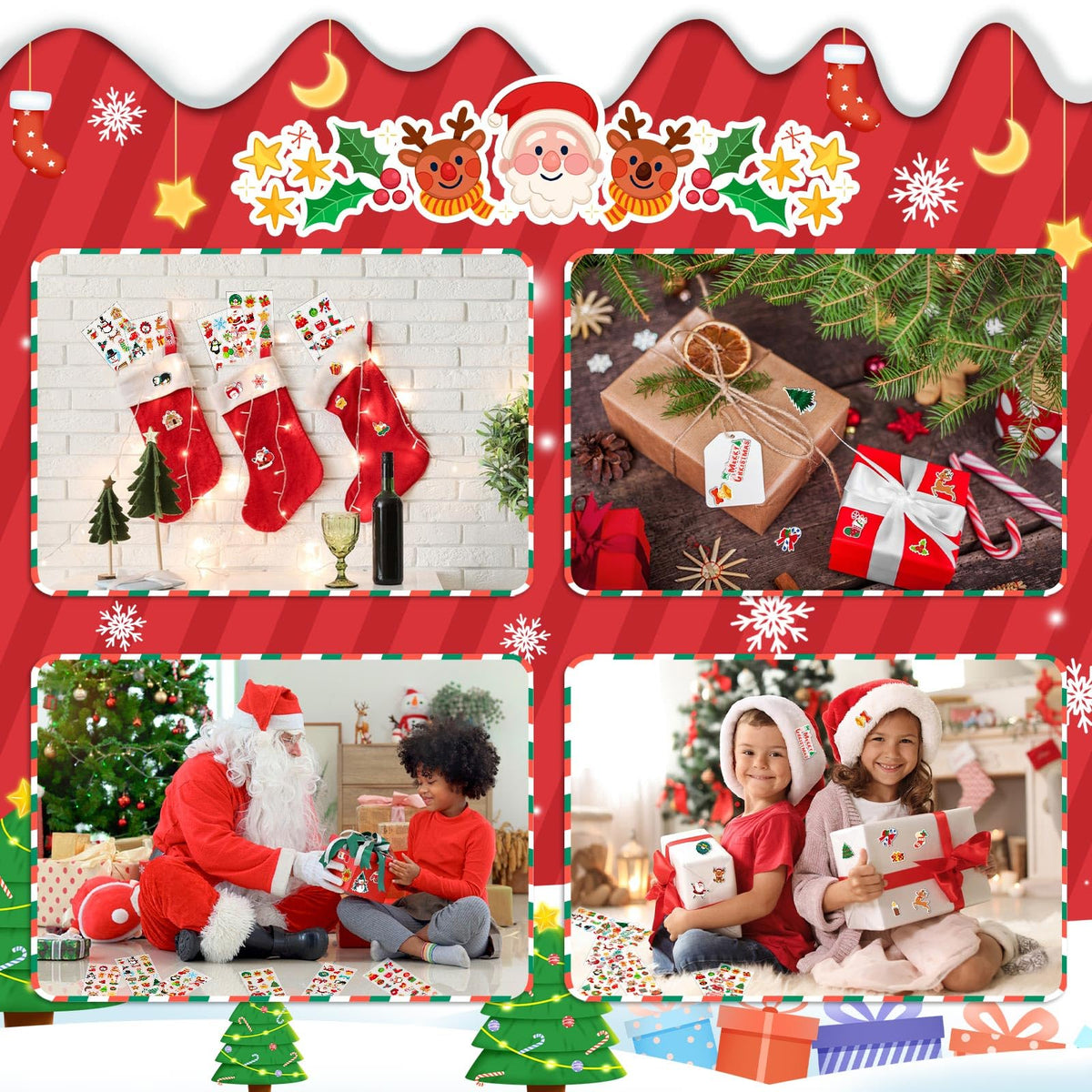 UPINS Christmas Stickers 12 Sheets UPINS Holiday 3D Puffy Sticker Cute Snowman Reindeer Tree Santa Foam Decals for Party Favors Scrapbooking DIY Crafts 🍁 All In One Marketplace Canada