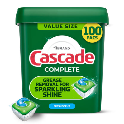 Cascade Complete Dishwasher Detergent Pods, Dish Detergent Soap, Fresh Scent, 100 Count
