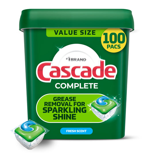 Cascade Complete Dishwasher Detergent Pods, Dish Detergent Soap, Fresh Scent, 100 Count