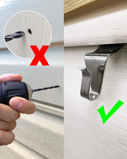 Vinyl Siding Hooks Hanger (6 Pack) | Vinyl Siding Hooks for Hanging Outdoor Deck Decor, No Drill Vinyl Siding Clips for Hanging Outside Home or Holiday Decor 🍁 All In One Marketplace Canada