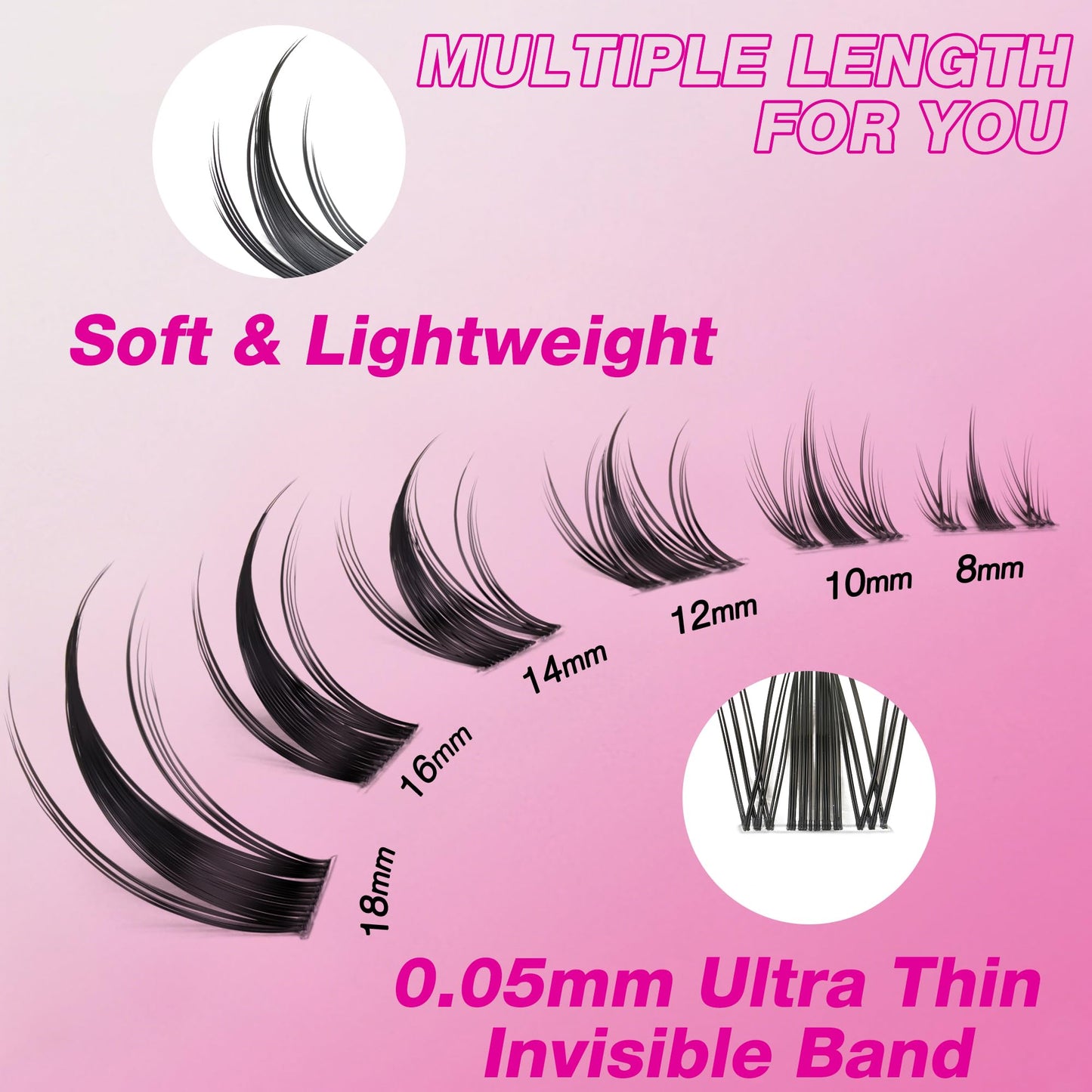 VEYESBEAUTY Lash Clusters Eyelashes Cluster Lashes Extensions Newbie's Five-Second Layered Eyelash Clusters False Eyelashes Wispy Mixed Length Fluffy(Manga, 8-16mm)