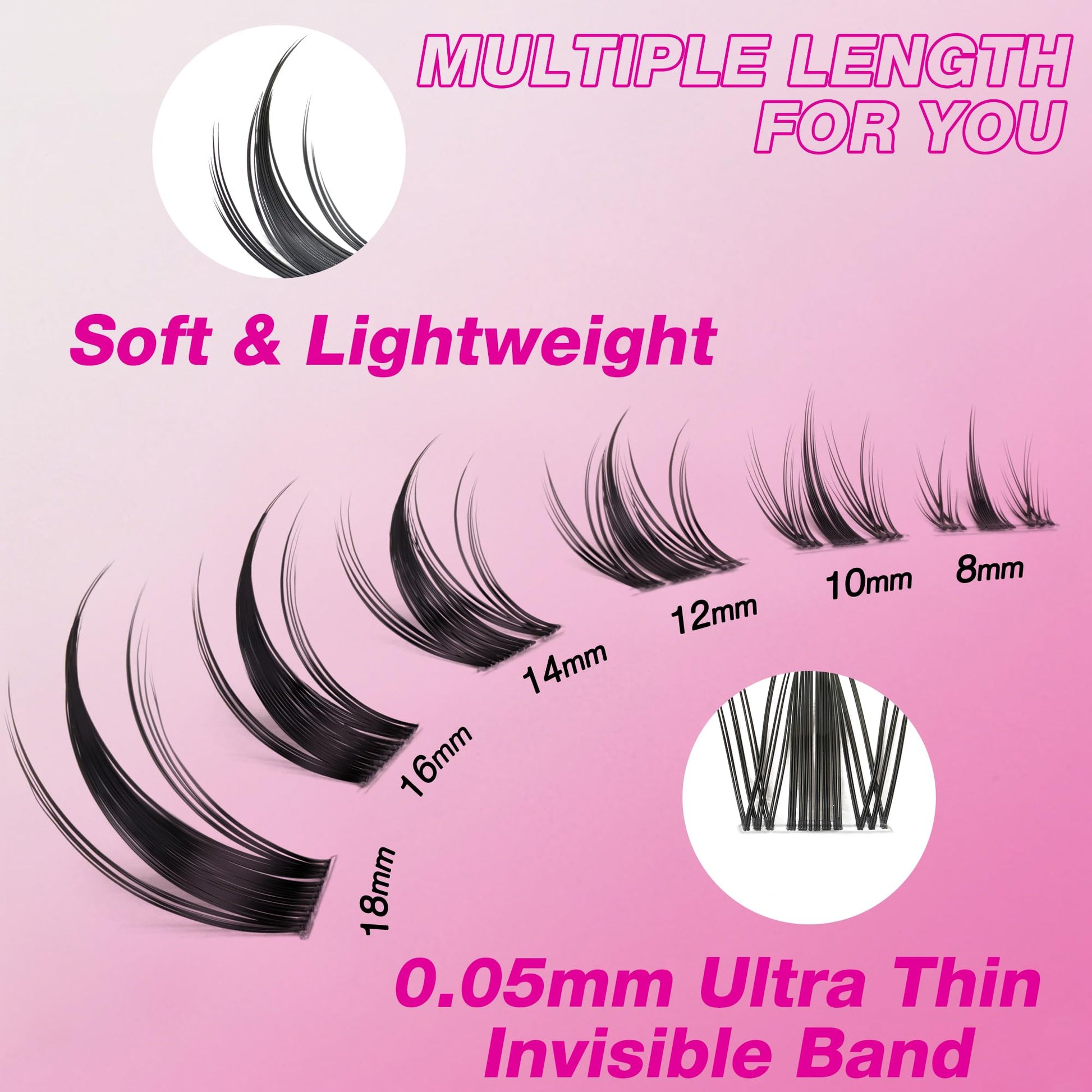 VEYESBEAUTY Lash Clusters Eyelashes Cluster Lashes Extensions Newbie's Five-Second Layered Eyelash Clusters False Eyelashes Wispy Mixed Length Fluffy(Manga, 8-16mm)