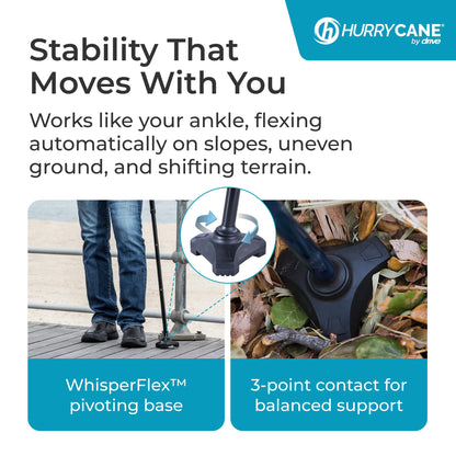 HurryCane Freedom Edition Folding Walking Cane, Black HurryCane