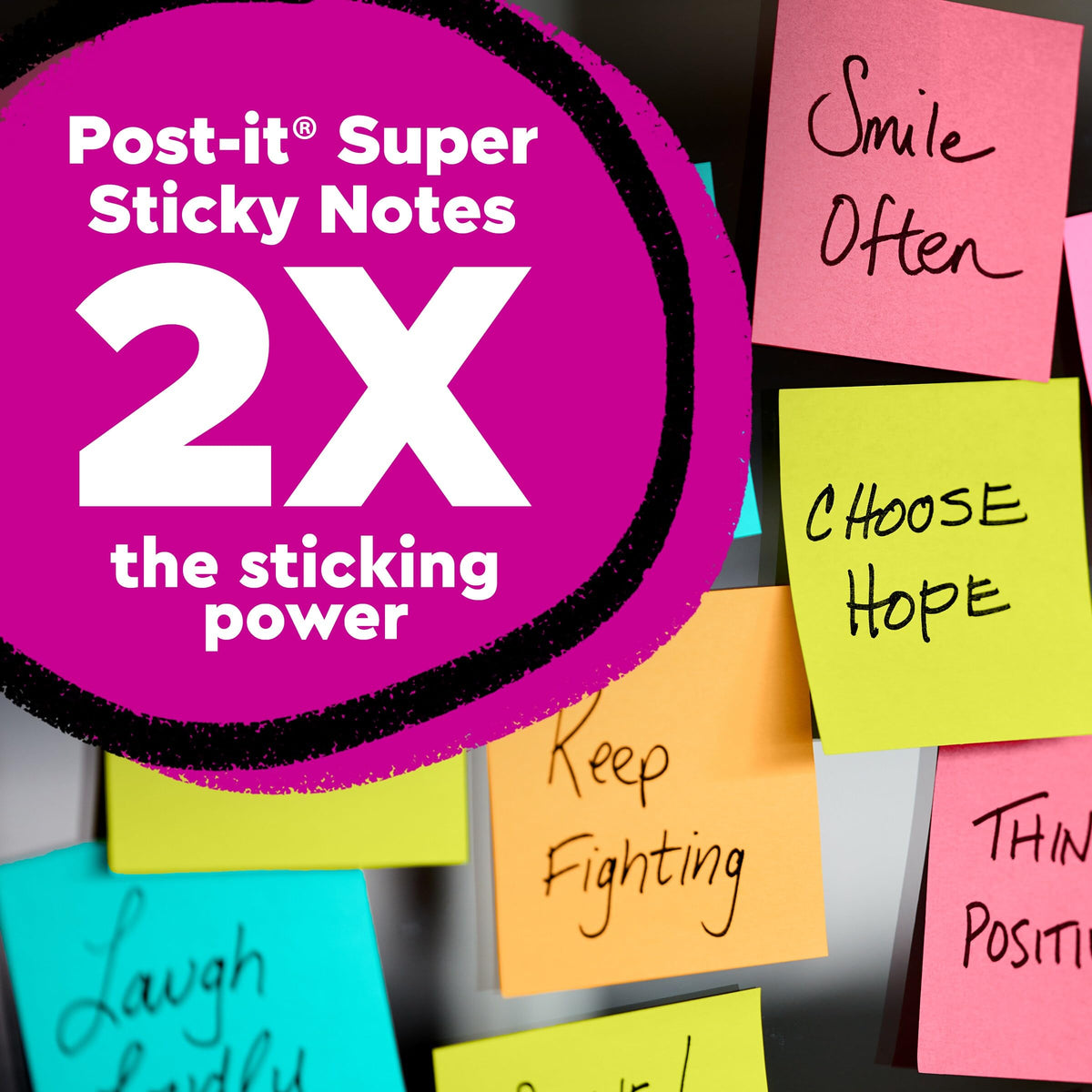 Post-it Super Sticky Notes, 4 x 6 in, Supernova Neons, 5 Lined Pads