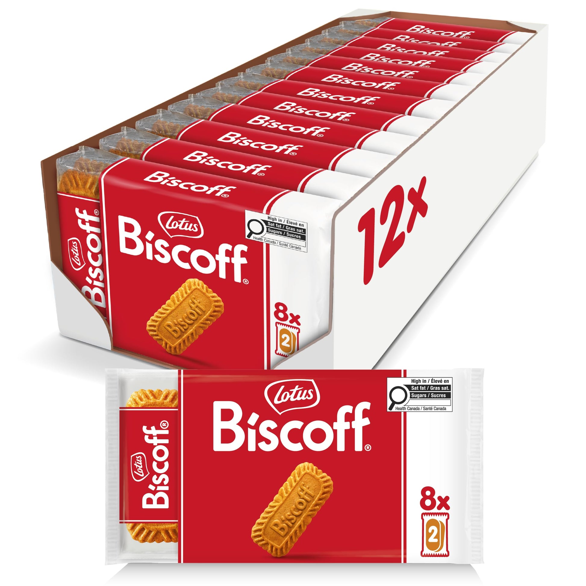 Lotus Biscoff - Caramelized Biscuit Cookies - 2 Cookies x 8 - Pack of 12 Biscoff