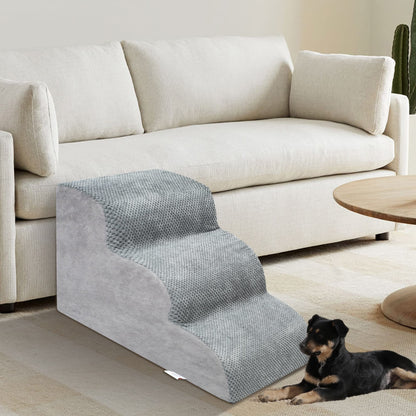 Dog Stairs for Small Dogs - High Density Foam Dog Ramp, Extra Wide Pet Steps with Non-Slip Bottom for High Beds, Couche and Sofa, Best for Dogs Injured, Older Doggy Cats, Pet with Joint Pain (3 Tiers) Niubya