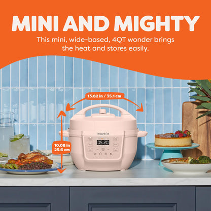 Instant Pot® RIO Mini 7-in-1 Multi-Cooker, PressureCooker, SlowCooker, RiceCooker, Steamer, Sauté, Yogurt Maker, & Warmer, Includes App With Over 2000 Recipes, 4QT, Rosewater