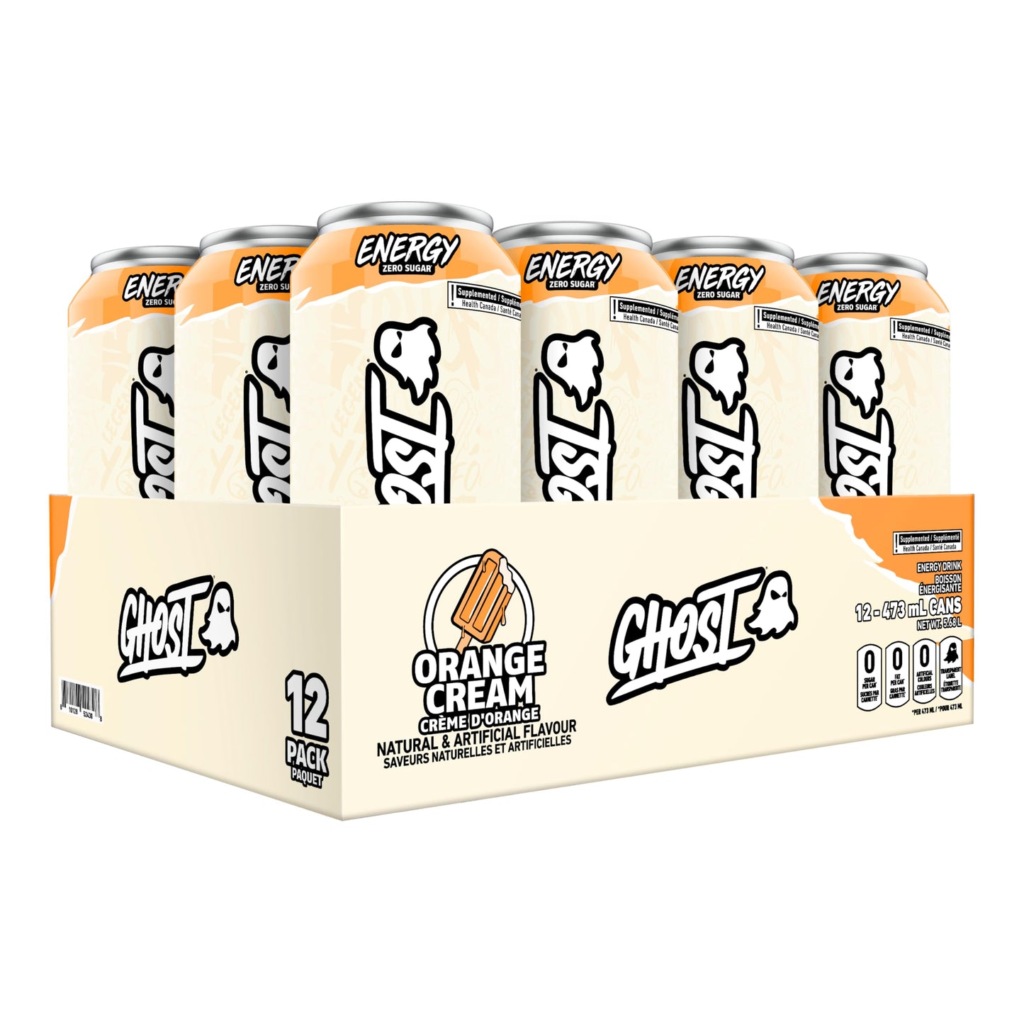 Ghost Energy Drink, Orange Cream Flavour, Pack of 12 Cans 🍁 All In One Marketplace Canada