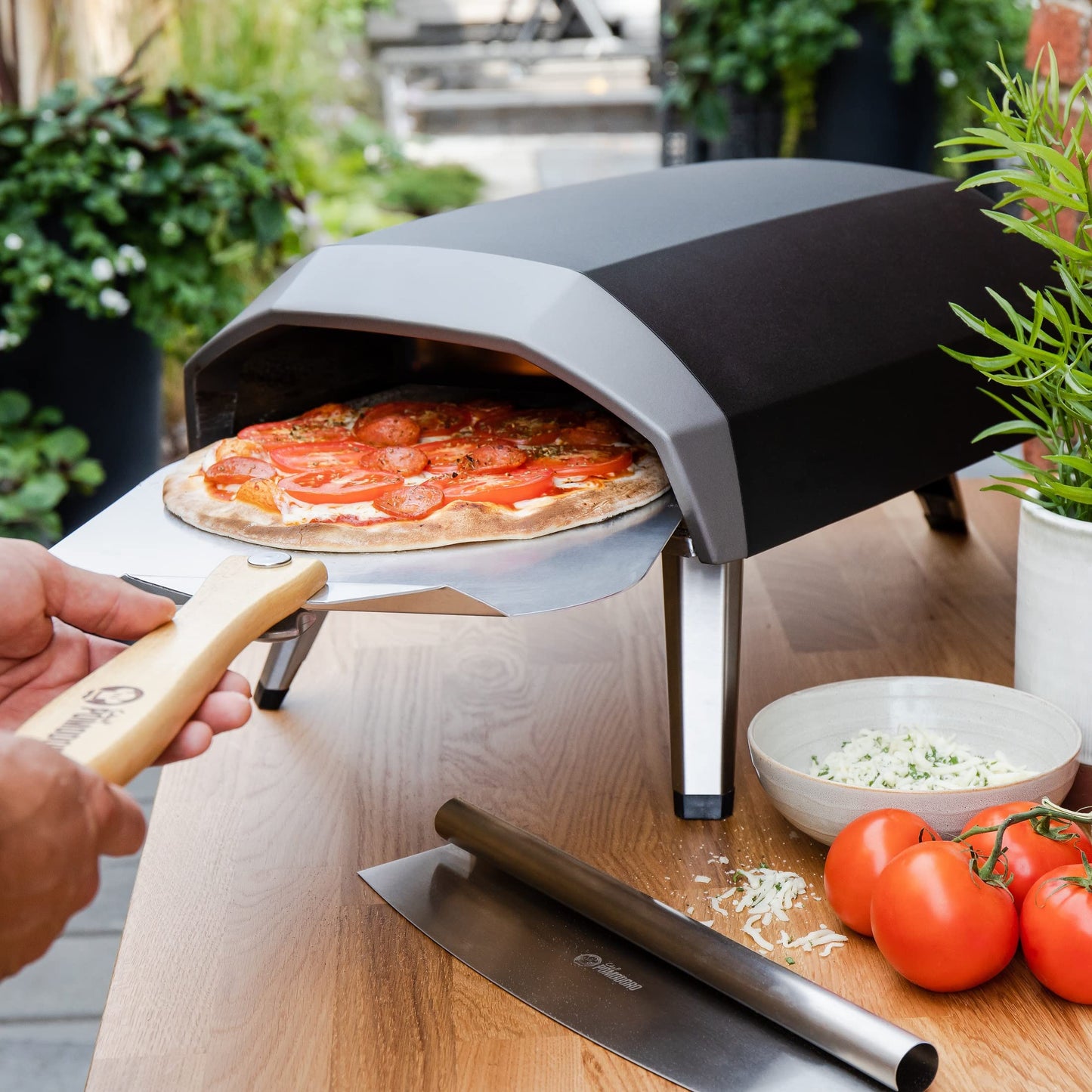 Chef Pomodoro Aluminum Metal Pizza Peel with Foldable Wood Handle for Easy Storage 12-Inch x 14-Inch, Gourmet Luxury Pizza Paddle for Baking Homemade Pizza Bread - Available at All In One Marketplace Canada