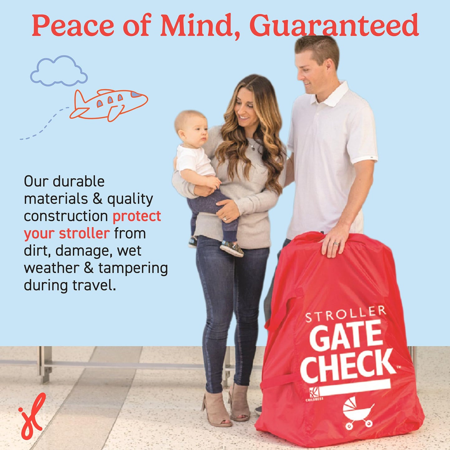 J. L. Childress Gate Check Air Travel Bag for Standard and Double Strollers, Red J.L. Childress