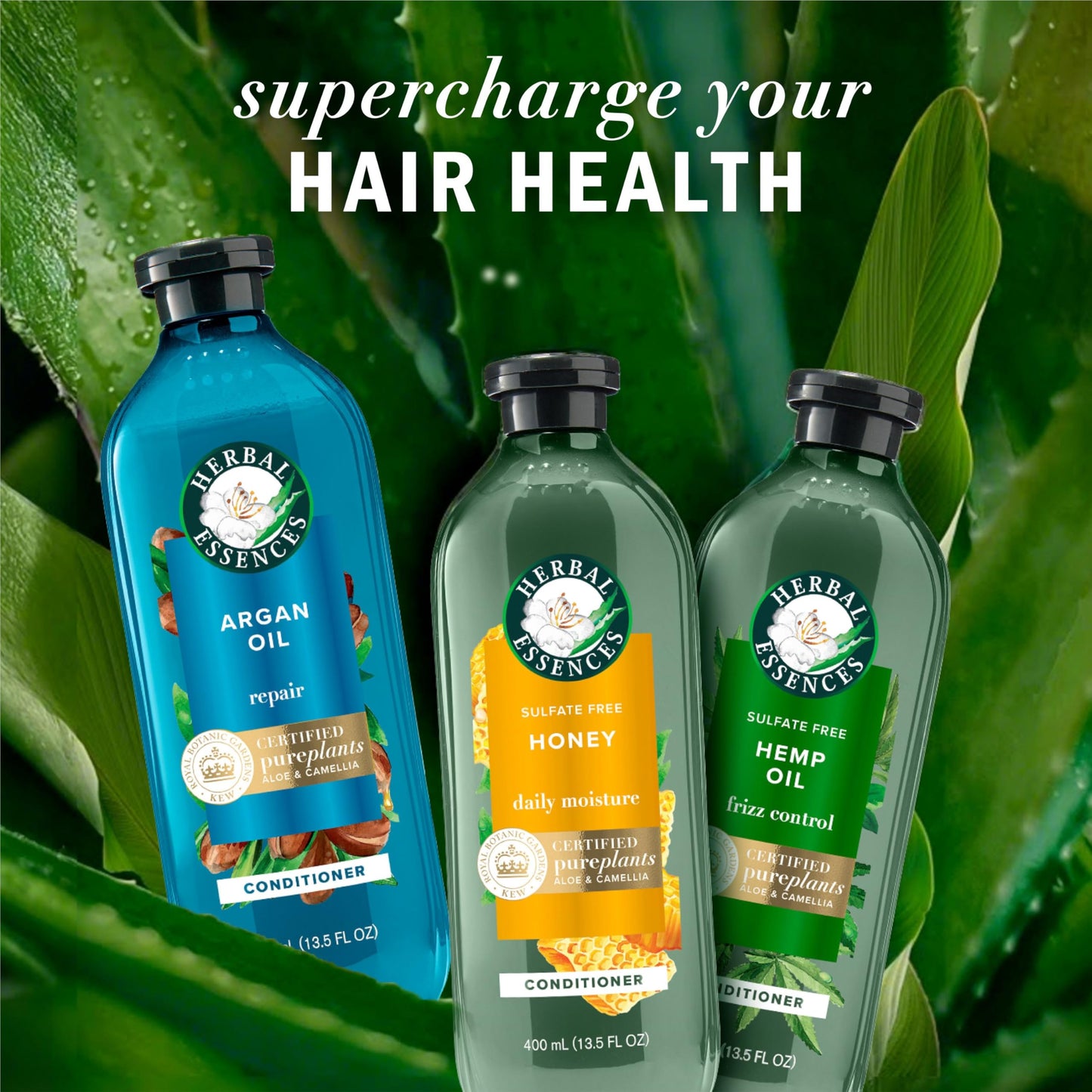 Herbal Essences, Argan Oil Paraben Free Shampoo and Conditioner, Dual Pack, Hair Repair, with Certified Camellia Oil and Aloe Vera, For All Hair Types, Especially Damaged Hair, 600 mL Each - Available at All In One Marketplace Canada
