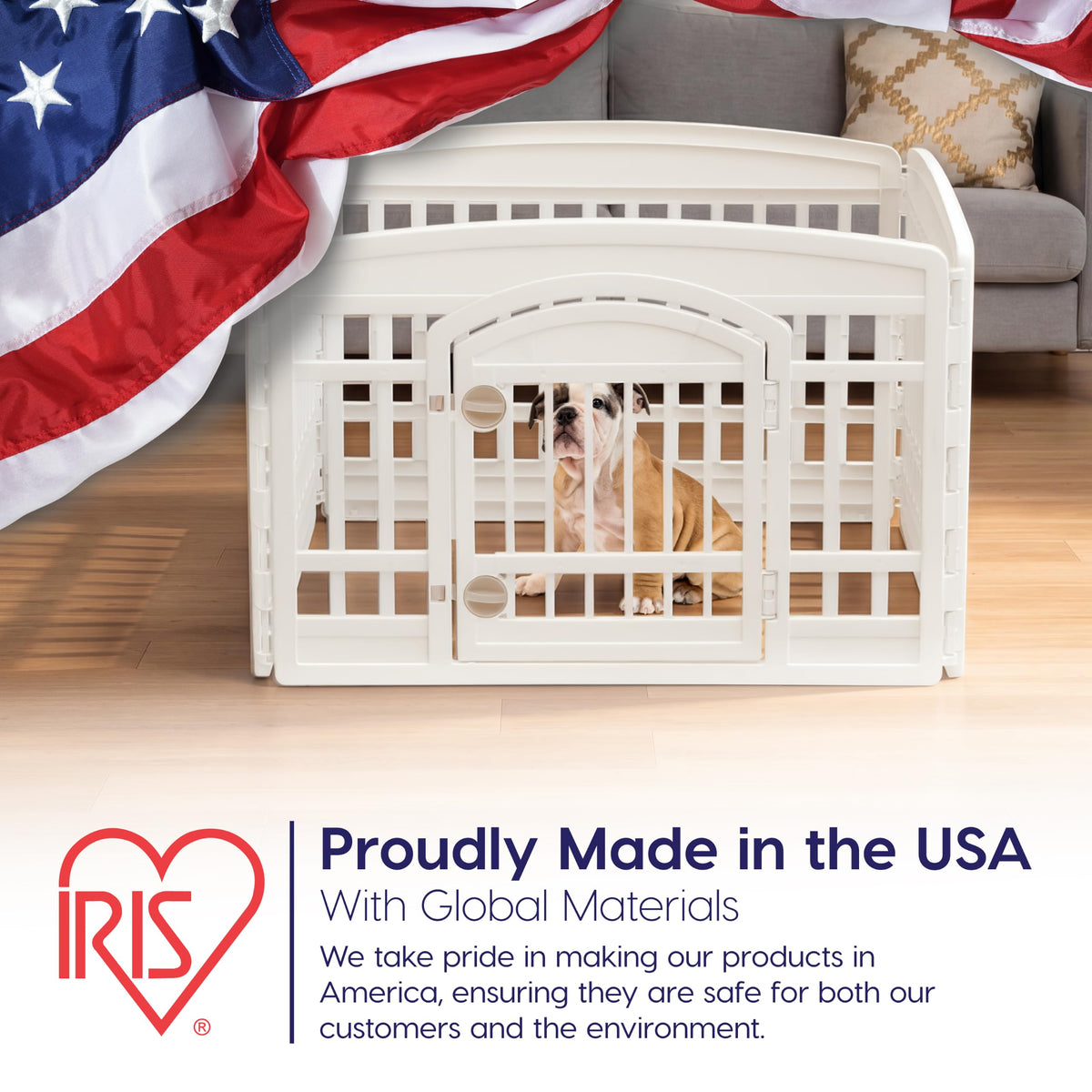 IRIS USA 24" Dog Playpen 4 Panel with Door, Indoor Outdoor Puppy Pen, White