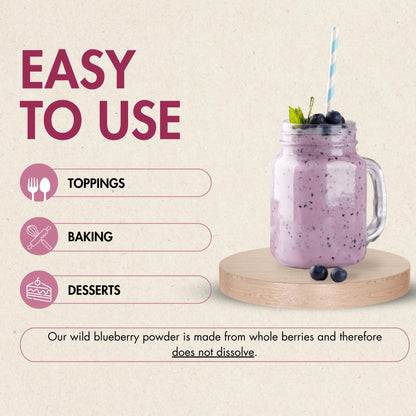 Taloa Wild Blueberry Powder 150g – Pure Nova Scotia Wild Blueberries, Canadian-Made, Unsweetened & Additive-Free