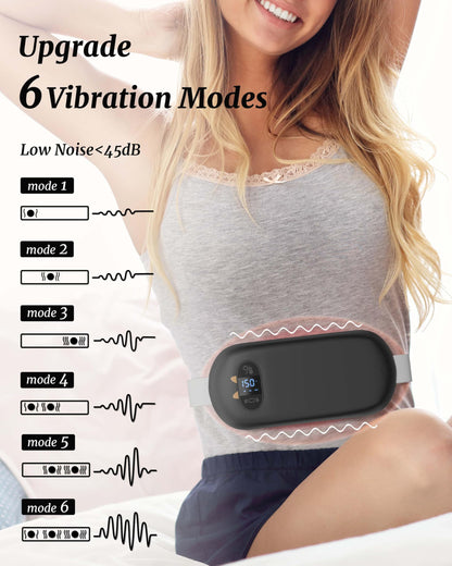 Portable Electric Heating Pad for Cramps, Upgraded Cordless Period Fast Heat Pad for Back Menstrual Belt 6 Heat 6 Vibration Modes Gifts for Women Girl Her Girlfriend Christmas Stocking Stuffer Black 🍁 All In One Marketplace Canada