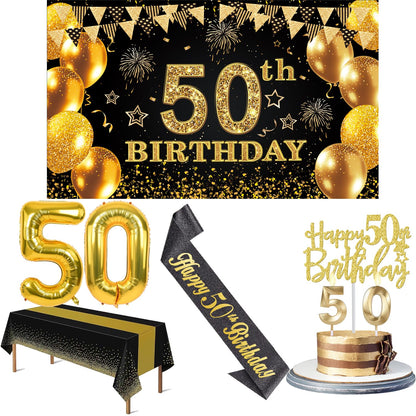 YeohJoy 50th Birthday Decorations for Men Women Black Gold 🍁 All In One Marketplace Canada