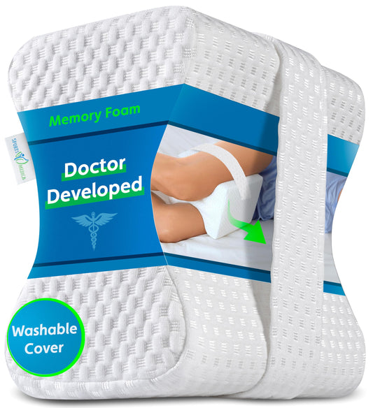 Sports Medica Doctor Developed Ergonomic Knee Pillow for Side Sleepers - eHandbook Included - Memory Foam Spine Alignment Leg Pillow for Sleeping on Side - Hip & Leg Elevation Pillow - Available at All In One Marketplace Canada