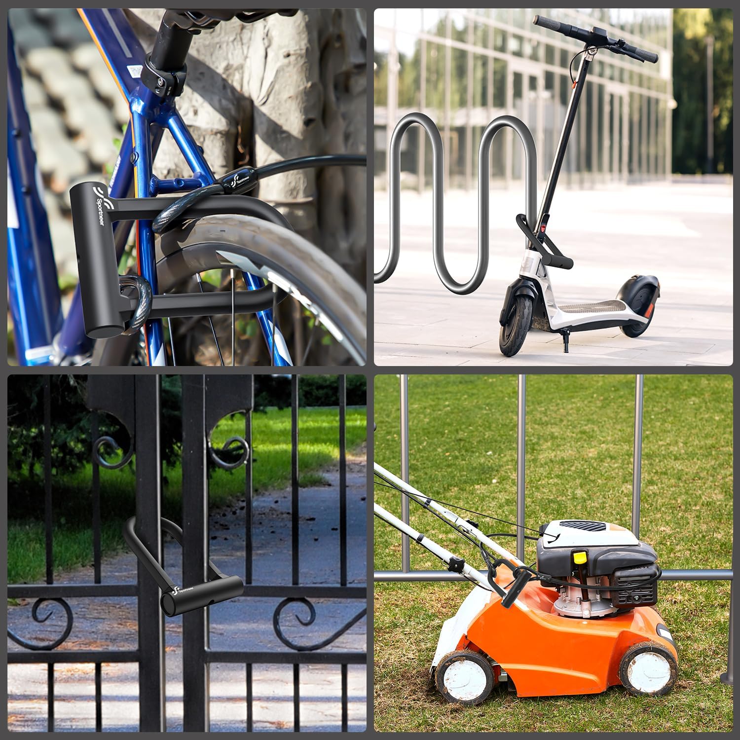 Sportneer Bike Lock: 17mm Heavy Duty Anti-Theft Bike U Lock with 12mm x 1.5m Steel Cable, High-Security Bicycle Lock with 2 Keys & Mounting Bracket for Mountain, Road, Folding & Electric Bikes