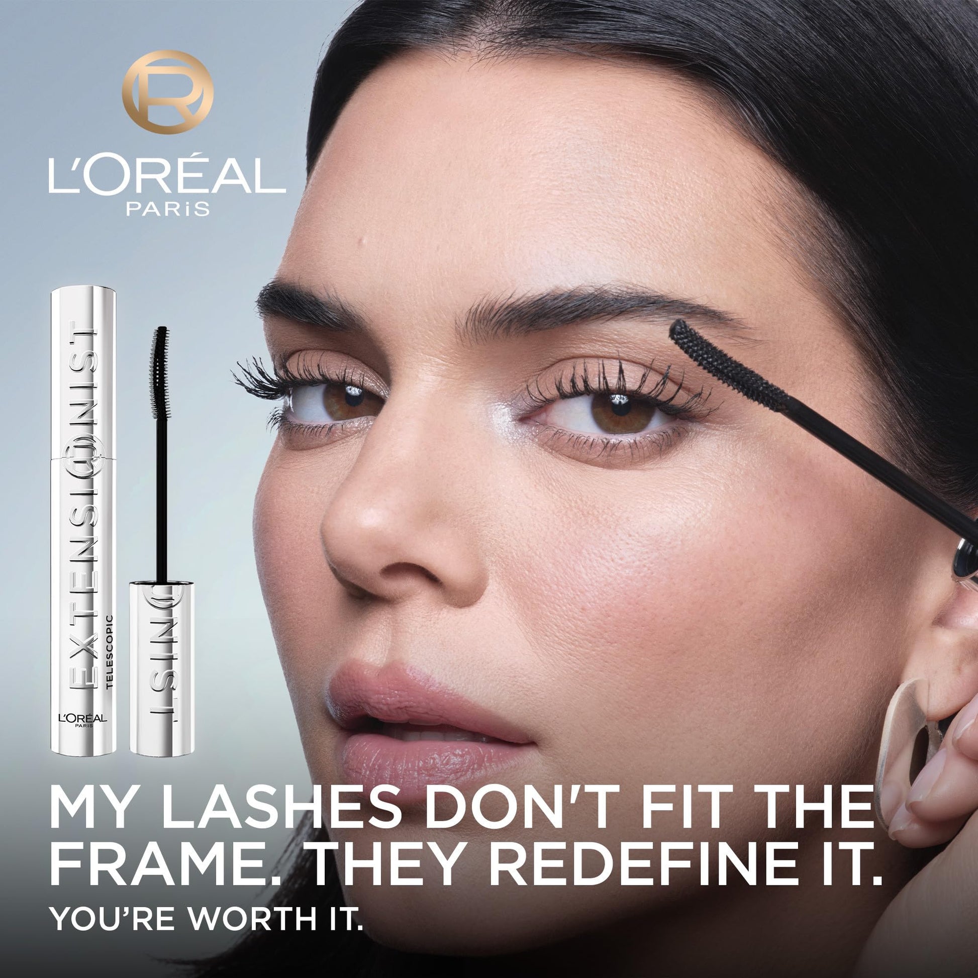 L’Oréal Paris Extensionist Mascara, Lengthening Mascara, Extension-like Length & Volume, For Sensitive Eyes, Clump-Free, True Brown WSH, 9.9 mL