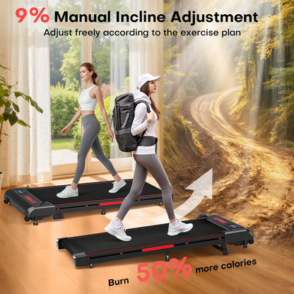Walking Pad, FOUSAE 3 in 1 Max 6.2 MPH Treadmill for Home with Double Frame 330 LB Weight Capacity, Powerful 2.5 HP Wider Belt Walking Pad with 9% Incline, 12 HIIT Programes, Magnetic Remote Control