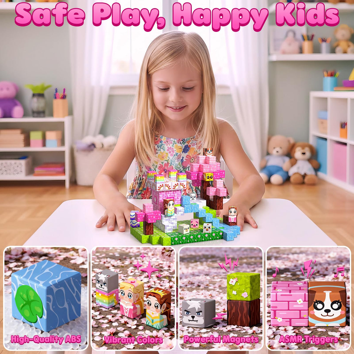 SSAWER Magnetic Blocks, 100PCS Toys Building Blocks Cubes Gifts for Girls 🍁 All In One Marketplace Canada