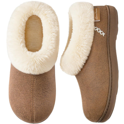 EverFoams Women's Microsuede Winter Slippers House Shoes Tan, 9-10 US 🍁 All In One Marketplace Canada