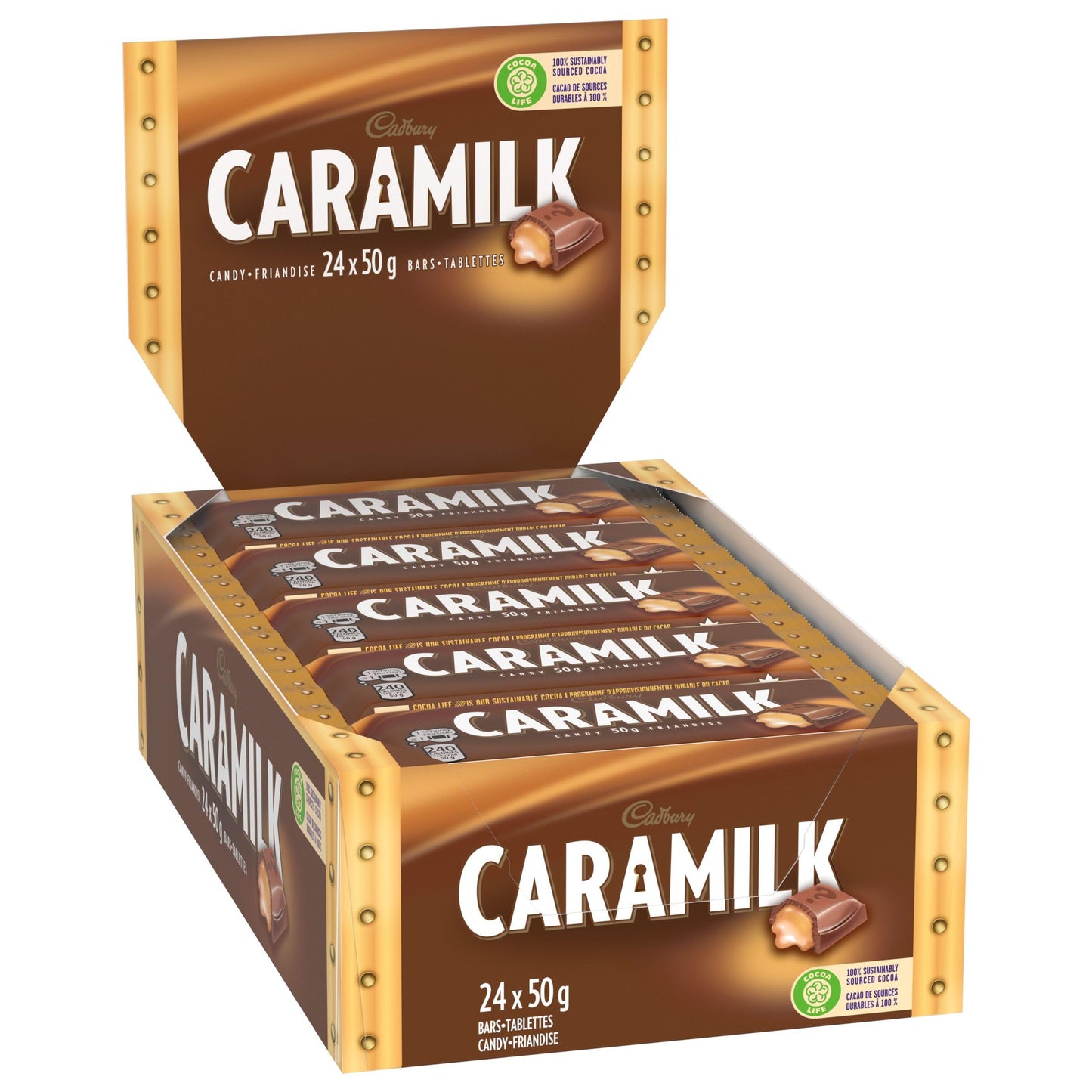 Cadbury Caramilk Chocolate Bars, 50g Singles, Pack of 24 Individually Wrapped