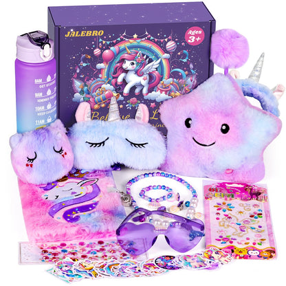 64pcs Unicorn Gifts Toys for Girls Kids Toys Party Favors 5 6 7 8 9 10+ Years Old Halloween Thanksgiving Christmas Birthday Gifts Box Star Pillow Stuffed Diary with Lock Headband Water Bottle Sticker 🍁 All In One Marketplace Canada