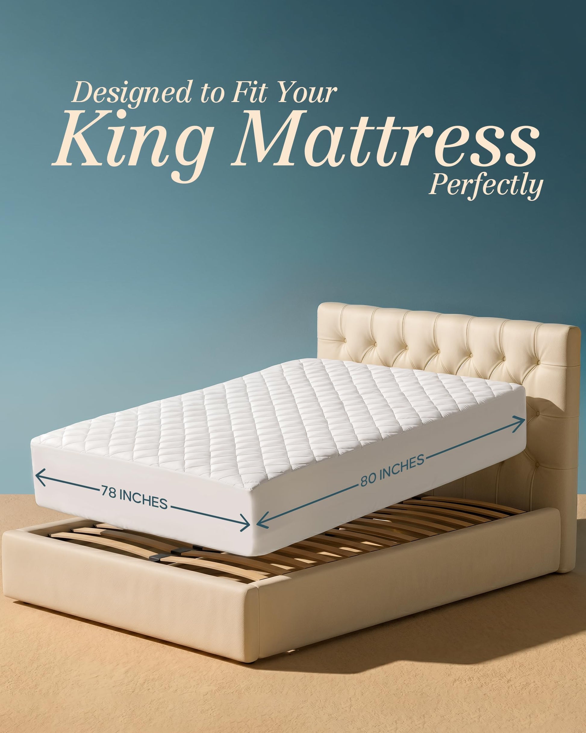 Utopia Bedding Quilted Fitted Mattress Pad, King Size, Elastic Fitted Mattress Topper Protector and Cover Stretches up to 16 Inches Deep, Machine Washable (White)