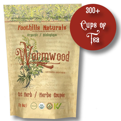 Foothills Naturals Organic Wormwood Herb - Cut & Sifted - 8 oz (227g)