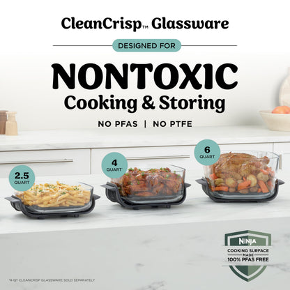 Ninja Crispi Pro 6-in-1 Glass Air Fryer | 6qt & 2.5qt Glass Containers with Storage Lids | Non-Toxic | Meal Prep, Microwave, Freezer & Dishwasher Safe | Air Fry, Bake & More | Cyberspace | AS101CCY - Available at All In One Marketplace Canada