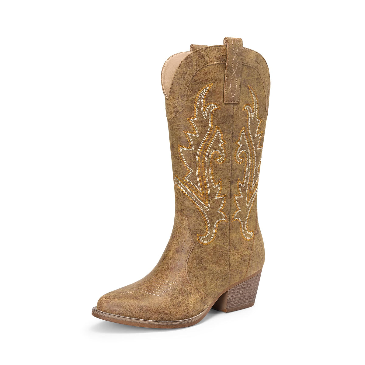 DREAM PAIRS Women Cowboy Cowgirl Mid Calf Boots,Tan,8 🍁 All In One Marketplace Canada